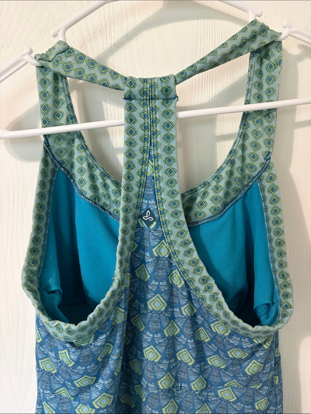 PrAna Cali Aztec Pattern Multicolored Blue Green Racerback Tank Dress Size Small - Picture 9 of 10